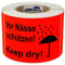 Warnetiketten 150 x 100 mm - Paket Aufkleber Vor Nässe schützen! Keep dry! - 500 Versandaufkleber auf 1 Rolle(n), Papier selbstklebend