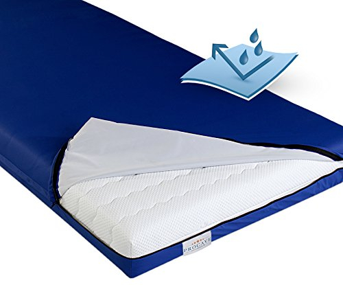 PROCAVE wasserdichter Matratzenbezug in blau. atmungsaktiv und abwischbar 90x200 cm für Matratzen-Höhe 20 cm - Made in Germany