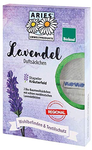 ARIES AU009 Lavendel Duftsäckchen aus Bio-Baumwolle und Bioland-Lavendelblüten aus Niedersachsen