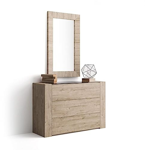 MOBILI FIVER, Iacopo Kommode mit Glasplatte, Eiche, Made In Italy