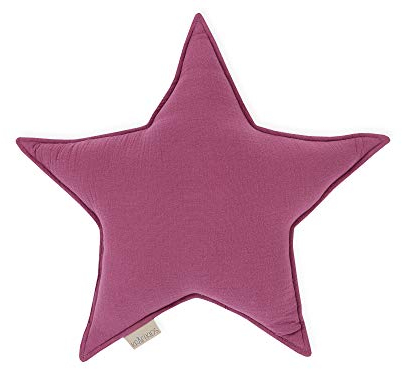KraftKids Sternkissen Musselin purpur, 45 cm großes Kuschelkissen, Deko-Kissen für das Kinder-Zimmer