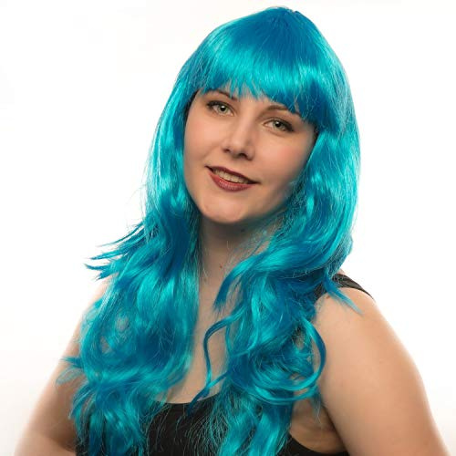 Il! Langhaarperücke mit Pony, Einheitsgröße für Damen, Herren und Kinder, 100% Polyester + Haarnetz