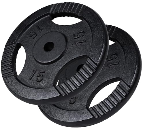 GORILLA SPORTS® Hantelscheiben - Einzeln/Set, 0,5kg, 1,25kg, 2kg, 2,5kg, 5kg, 10kg, 15kg, 20kg, 27,5kg, 30kg Gewichte, Tri-Grip, 30mm, Gusseisen, Silber/Schwarz - Gewichtsscheiben, Hanteln Set