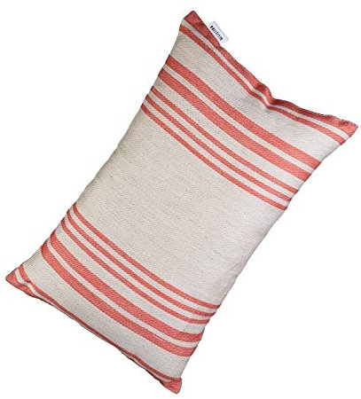FinTec - Cuscino da sauna a strisce rosse, 400 x 260 mm, 70% lino, 30% cotone e 100% fibra cava di poliestere, lavabile, traspirante, igienico