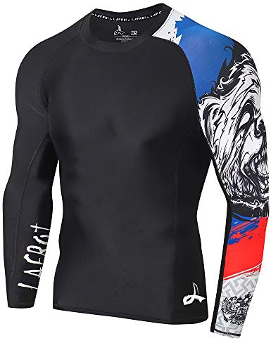 LAFROI Men's Long Sleeve UPF 50+ Baselayer Skins Performance Fit Compression Rash Guard-CLYYB Asym Honor Strike Size SM