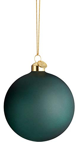 Holmegaard, Designer Weihnachtskugel aus mundgeblasenem Borosilikatglas in Dunkelgrün, Ø8 cm