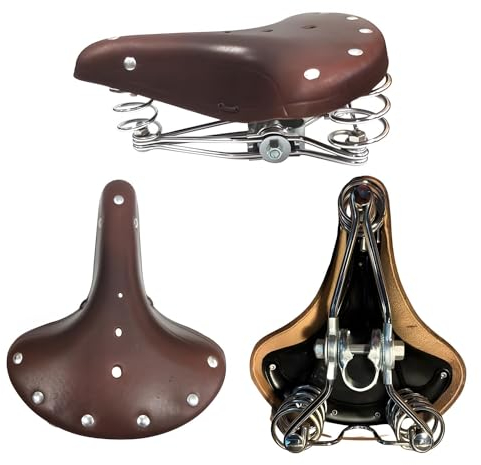 Fahrradsattel BGB-902 Dunkelbraun Ledersattel Retro Sattel Fahrradsitz Hollandrad gefedert