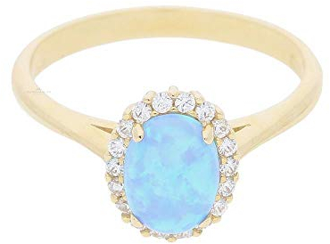 JuwelmaLux Ring 585/000 (14 Karat) Gold mit synth. Opal JL25-07-0151 55