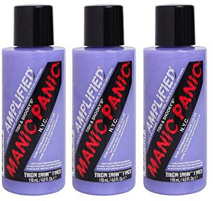 Manic Panic Virgin Snow Amplified Creme, Vegan, Cruelty Free, Semi Permanent Hair Toner, Eliminates Brassy Tones, 3 x 118ml