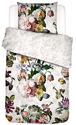 ESSENZA Bettwäsche Fleur Weiß, 155x220 + 1x 80x80 cm - 100% Baumwollsatin 205TC - Blumen