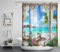 LB Strand Duschvorhang Antischimmel Wasserdicht Badezimmer Vorhänge Tropische Insel Ozean Landschaft vom Balkon 150x180cm Polyester Bad Vorhang mit Haken