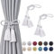 Pretty Jolly 2 Stück doppelte Quaste Vorhang Raffhalter handgemachte Seil Knoten drapieren Raffhalter Krawatte zurück Elegante dekorative Vorhanghalter für Haus & Büro Fenster Draperie (Silber Grau)