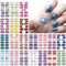 20 Sheets Full Wraps Nail Polish Stickers,3D Gradient Color Sticker Sheets, Self-Adhesive Gradient Color Full Nail with 6 Manicure Nail Files
