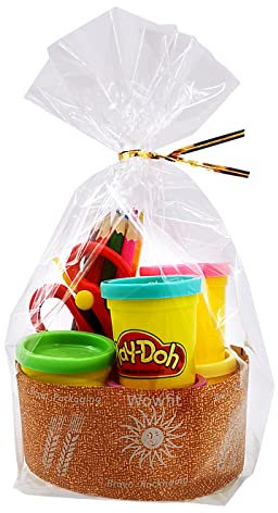 Wowfit 50 CT 8” x 12” Clear Flat Cellophane Treat Bags with 6” Gold Twist Ties, Cello Packaging for Mugs, Dessert, Muffins, Party Favors and Gift Wrapping