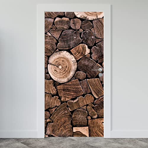 Estika Türtapete selbstklebend - Teakholz - 95x205 cm - Einem Bogen Türposter, Holz Türaufkleber, Aufkleber PVC Folie, Klebefolie für türen, Tür tattoo, Modern decoration