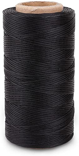 Anawakia 260 m Wachsfaden Nähgarn Allesnäher Gewachst Ledergarn Wachsband Thread Cord Ledergarn Nähen Handwerk Sattlergarn Zwirn Ø 0.8 mm (Schwarz)