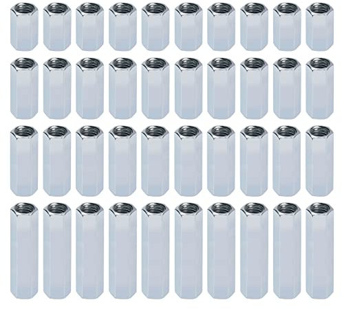 40 tuercas hexagonales de caña larga M8 tuercas largas, M8, tuercas hexagonales, tuerca de caña de acero al carbono, tuerca hexagonal galvanizada para equipo de oficina doméstica