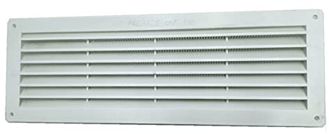 TEKLiNe Griglia Ventilazione Aerazione Plastica 125x365mm Rettangolare Areazione Protezione Insetti Sistema Aria Casa Colore Bianco, Griglia Aerazione 12,5x36,5cm