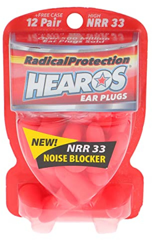 Hearos Radical Protection Foam Ear Plugs, Hearing Protection, NRR 33, 12 Pair, Orange (5801)
