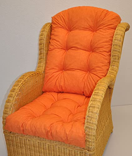 Rattani Premium Qualität - Polster/Kissen/Ersatzpolster für Rattan Ohrensessel, Colore Arancione (Orange), Schaumstoff-Füllung, 55 cm x 57 cm x 70 cm, Kissen