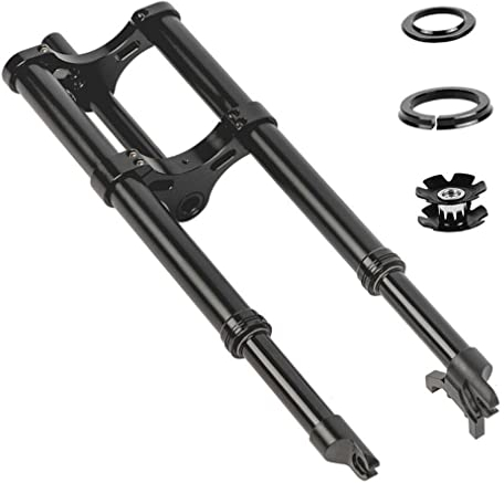QHIYRZE Fett Fahrrad Federgabel 20 Zoll BMX E-Bike Umgekehrte Gabel Federweg 120mm Doppelt Geschultert Federgabel QR 135x9mm Gerades Rohr Vorderradgabel (Color : Black)
