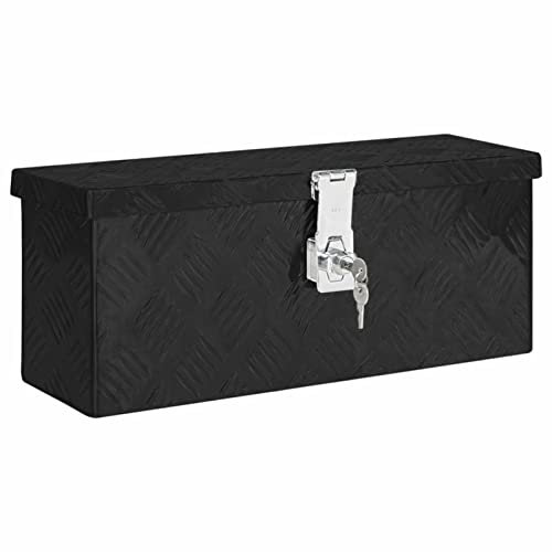Festnight Alu Transportbox Wasserdicht Transportkiste Alu Allzweck-Aufbewahrungsbox aus Aluminium Aufbewahrungsbox Sicherheitsschloss Schwarz 50x20,5x15 cm