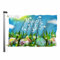 Swono Bunte Eier-Flagge, 90 x 150 cm, Grasblumen, blauer Himmel, Wolken, Frohe Ostern, doppelseitig, doppelseitig genäht mit Messingösen