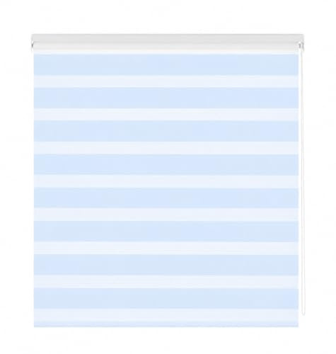 Estoralis | Vera | Doppelrollo Keine Kassette | Doppelter Stoff, Tag und Nacht | Farbe - Hellblau | 125 x 180 cm. (Breite/Höhe) Stoffgröße 122 x 175 cm. | Rollos für Fenster und Türen