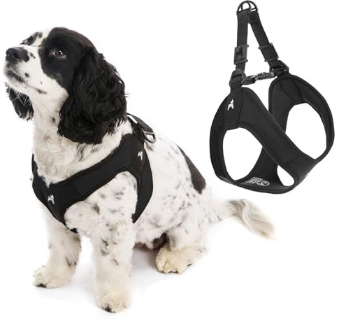 Gooby Escape Free Easy Fit Dog Harness No Pull Patented for Small Dogs or Medium Dogs with Quick Release Buckle, Perfect for Travel, No Pull, Black, Medium