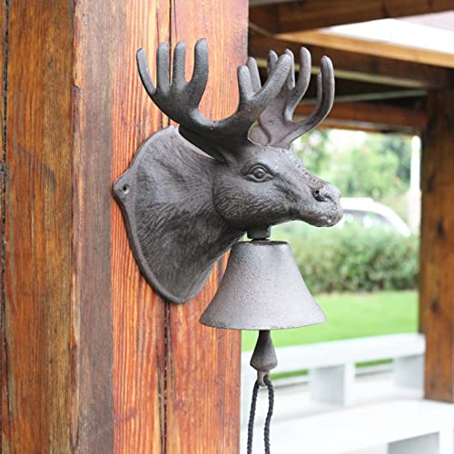 Türglocke Gusseisen Glocke Übergroße, Strapazierfähige Türklingel, Schild mit Hirsch, Antike Restaurant-Klingel für Haustür/Café/Garten, Aufhängen