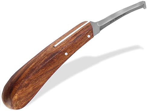Profi Hufmesser für Pferde Beidseitig scharfe Klingen Klauenmesser Rinnmesser Rinder Hufpflege Hufschmied Werkzeug mit Haken Spezialstahl Rostfrei mit ergonomischem Griff Zubehör für Tiere mit Hufe