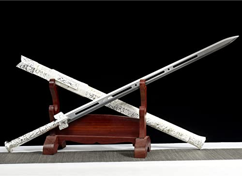 LQSMX sword Chinesisches Schwert/scharf/Katana Schwert Zweihändiges Schwert, Einhandschwert 42.5in Schwerter echte Waffen Handgeschmiedeter 1060 Stahl