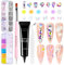Makartt Nail Rhinestone Glue Gel Kit, Adhesive Nail Gel with Dual-End Nail Brush Nail Crystal Rhinestone Tweezer, 3D Nail Butterflies Flowers Pearls, Nail Glue Gel Kit DIY Manicure Tool
