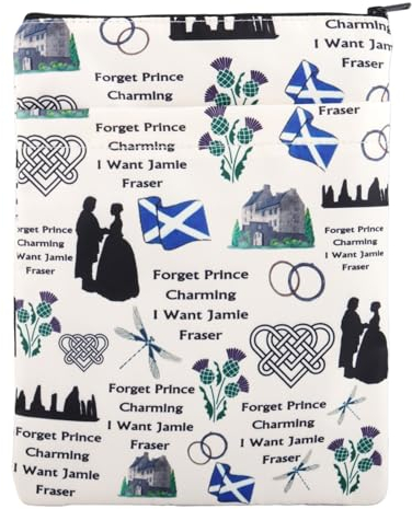 JNIAP Jamie Fraser Buchhülle Sassenach Buchhülle Vergessen Prinz Charming I Want Jamie Fraser Schottische Distel Blume Geschenke Schottische Liebhaber Geschenke (Want Jamie)