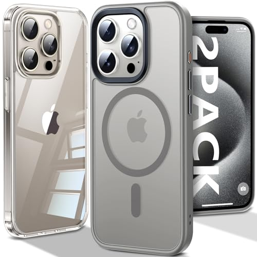 Chicfun [NO.1 Strong Magnetic for iPhone 15 Pro Case for MagSafe [15FT Military Shockproof Tough Protecive] Lasting Durable iPhone 15 Pro Phone Case Shockproof Silicone Matte 15 Pro Cover Grey