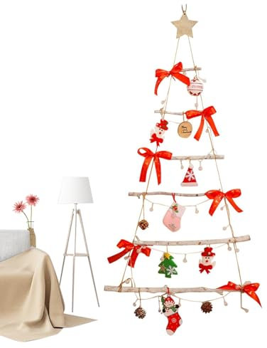 Onlynery Albero di Natale da Parete Illuminato - Albero di Natale Illuminato da Parete con Struttura in Legno,Decorazioni stagionali con luci Integrate per Sala Studio, Camera da Letto, Sala