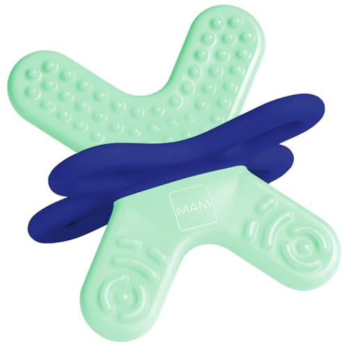 MAM Bite & Relax Phase 2 Mini Beißring, Zahnungshilfe speziell für die Backenzähne, extra leichter Beißring für Babys in 3D-Form, ab 4+ Monate, mint