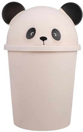 Zerodeko Panda Trash Can, Cute Cartoon Panda Trash Can, Plastic Bedroom Bin with Lid, Kids Bin Waste Paper Basket for Kitchen Office Children's Bedroom