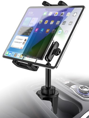 Kolasels Getränkehalter, Tablet-Halterung für Auto, Anti-Shake-Metallarm, strapazierfähig, iPad-Getränkehalter für LKW, Tesla, Fahrzeug, für iPad Pro 12,9 Air Mini Galaxy Z Fold iPhone, 10,2 - 33 cm