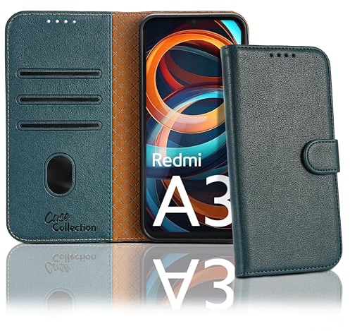 Case Collection für Xiaomi Redmi A3 Hülle - Leder Handyhülle mit Kartenfächern [RFID-Blockierung] Stoßfest [Ständer] Handy Schutzhülle für Redmi A3 Hülle