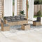 ULUYYUC 7-TLG. Garten-Sofagarnitur, Eckbank Küche Ecksofa Stehtisch Eckbankgruppe Geeignet für Garten Balkon Hinterhof Außenbereich mit Kissen Beige Poly Rattan