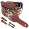 Nefelibata Banjo-Gurt, 2 breit, Vollnarbenleder Jacquard bestickt, verstellbarer Ersatz, Gitarrengurt mit Kopfplatten-Seil und Leder-Stirnband (Boho-Regenbogenfarben)
