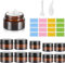 Lot de 10 pots vides en verre ambré, pots à crème, récipients en verre marron de 20 ml/30 ml, avec autocollant, distributeur de pots de voyage rechargeables marron pour lotion, crème, cosmétiques