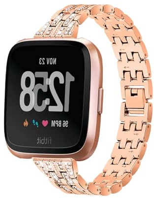 Edelstahl Diamanten Armbänder für Fitbit Versa 2/Versa SE/Versa Lite/Versa Armband, Damen Metall Strass Bänder mit Verstellbare Glitzer Ersatzarmband mit Fitbit Versa 2/SE/Lite/Versa Uhrenarmband (1)