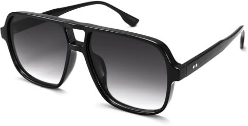 COASION Retro Sonnenbrille für Damen Herren - XL Übergroß 70er Jahre Sonnenbrille UV400 Schutz Trendy Double Brücke Rahmen Brille