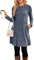 SENBATU Winter-Pullover-Kleider für Damen, Midi-Langarm, Kausale Knöpfe, seitliches Tunika-Kleid mit Taschen, mittel,Blau