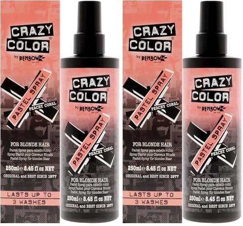 Crazy Color Pastel Hair Spray Peachy Coral 250 ml (Pack of 2)