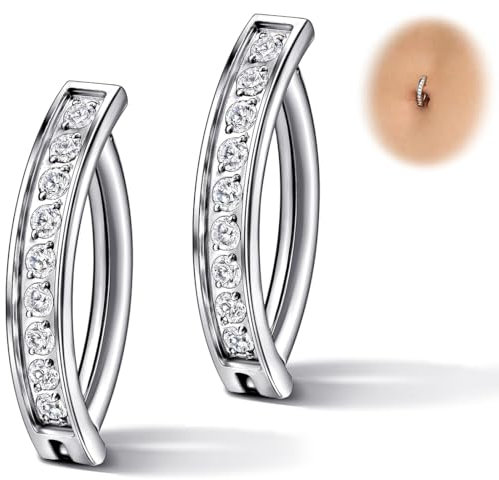 ZKGYUS 2 Pezzi Piercing Ombelico Acciaio Chirurgico per Donna Ombelico Piercing Pendenti Piercing Argento Corpo Piercing Gioielli