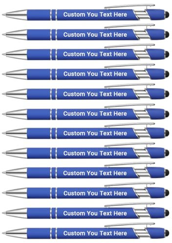 Zoonnis 500 Stück personalisierte Kugelschreiber mit Stylus-Spitzen für Geschäft, personalisierbar, gravierter Stift in Großpackung für Damen und Herren, mit Namentext, personalisierter Stift,