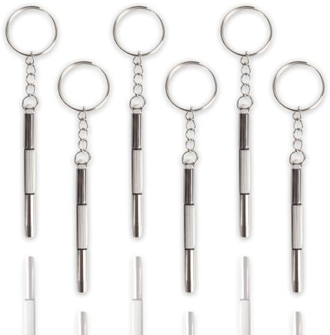 6 piezas Destornillador para Gafas, 3 en 1 Llavero Mini Destor-nillador, Destor-nillador Portátil para Anteojos, Apto para gafas, relojes, joyas, etc. (Plata)